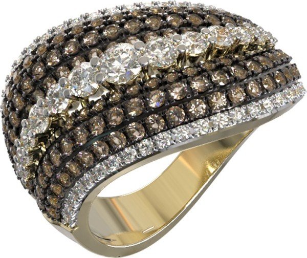 Кольцо из лимонного золота 585 пробы c бриллиантами