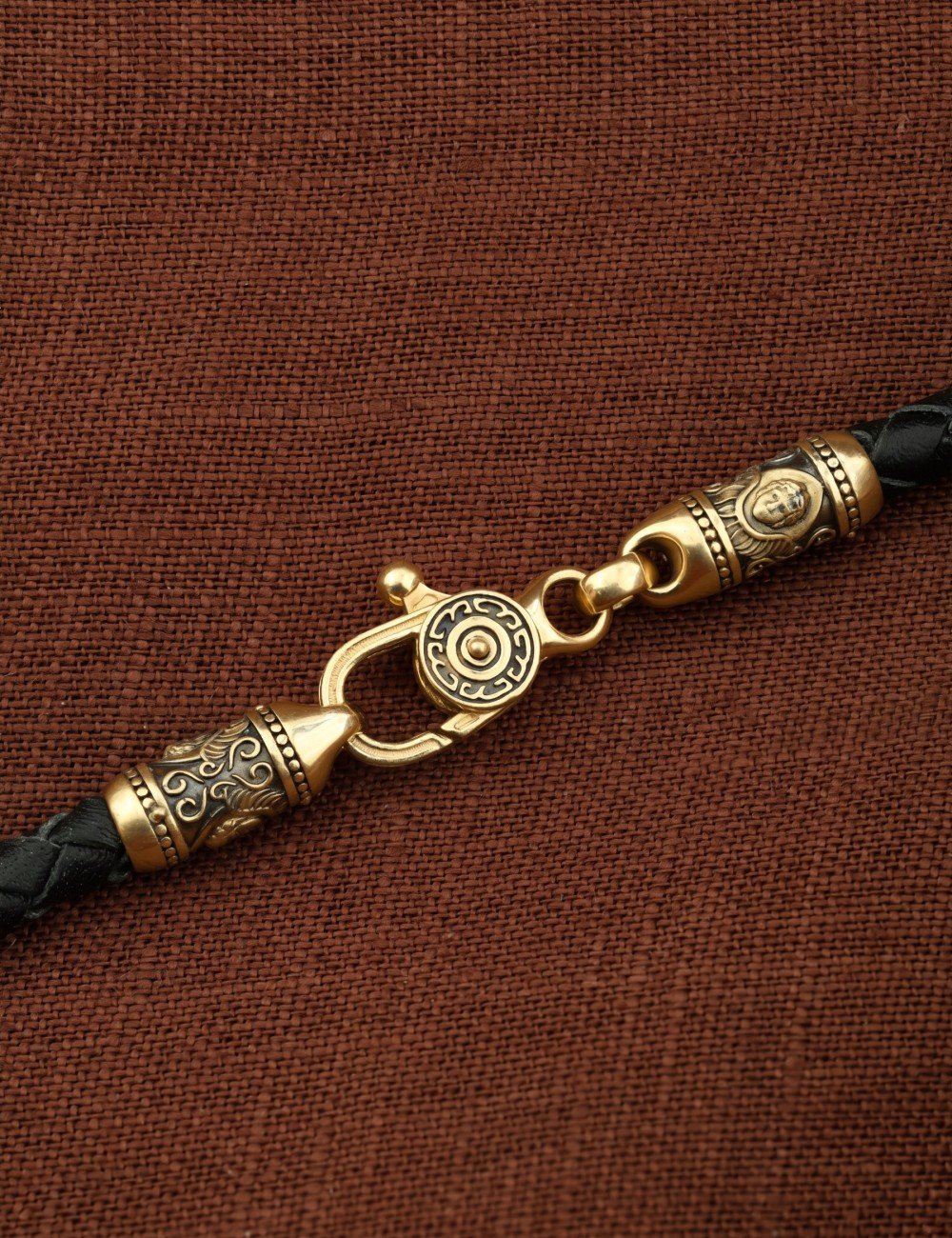 Гайтан из лимонного золота c кожаным шнурком