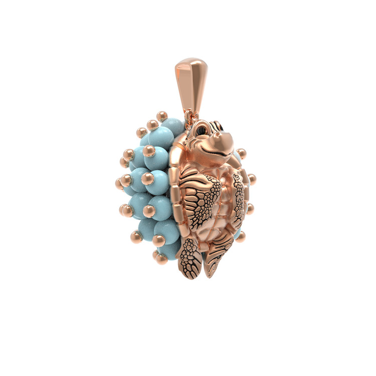 Подвеска из золота c эмаль и бирюзой