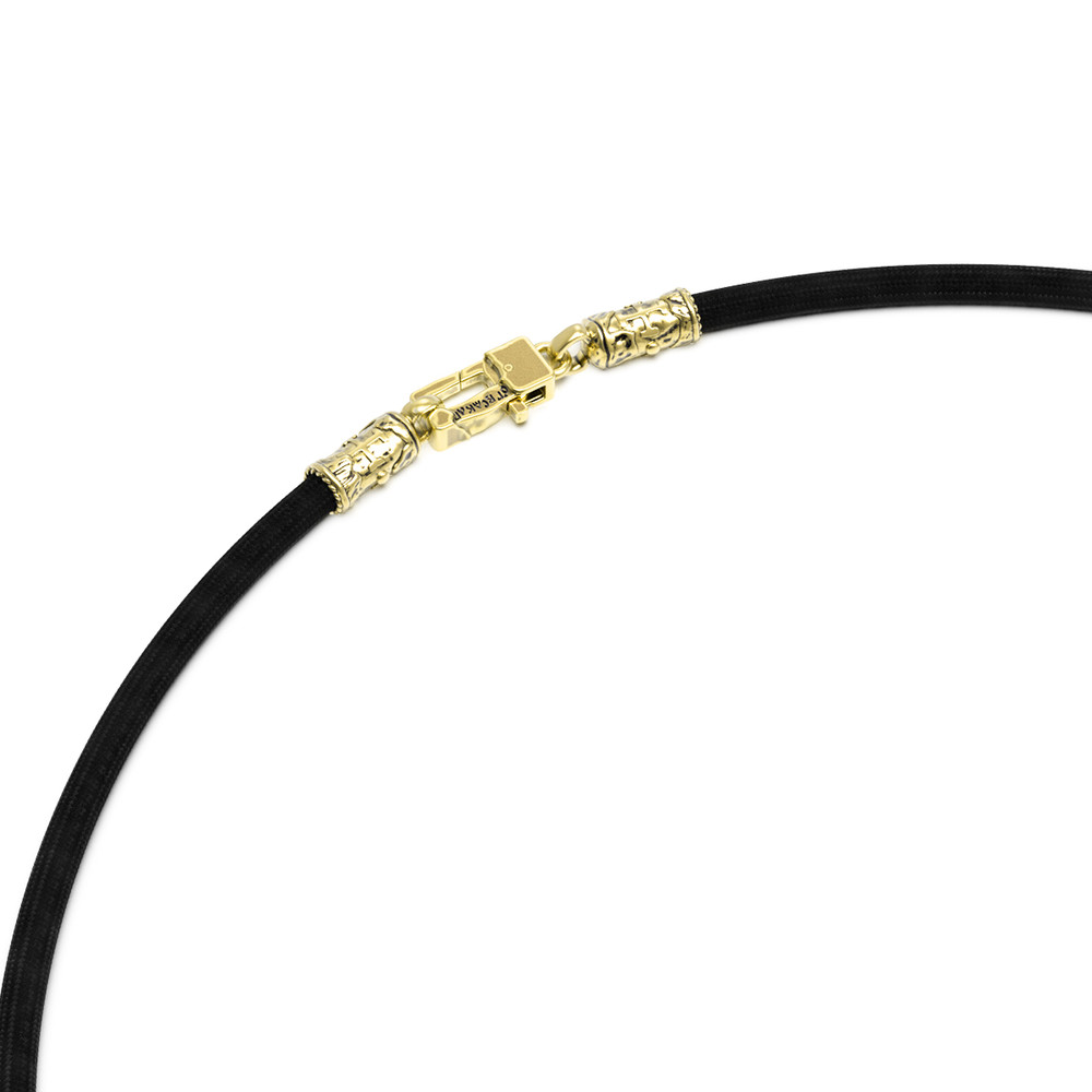 Шнурок шёлковый из лимонного золота c шёлковым шнурком