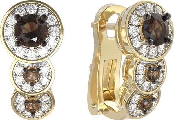 Серьги из лимонного золота c бриллиантами