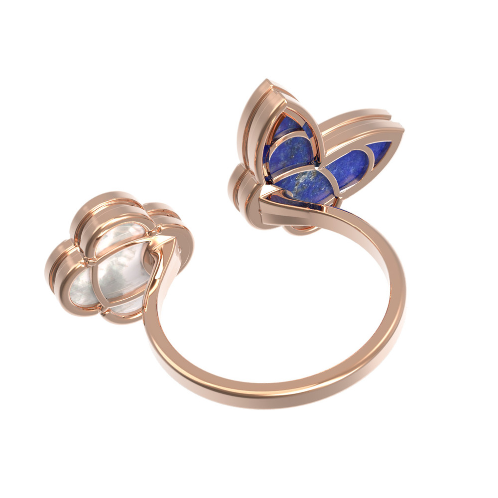 Кольцо из золота c лазуритом и перламутром