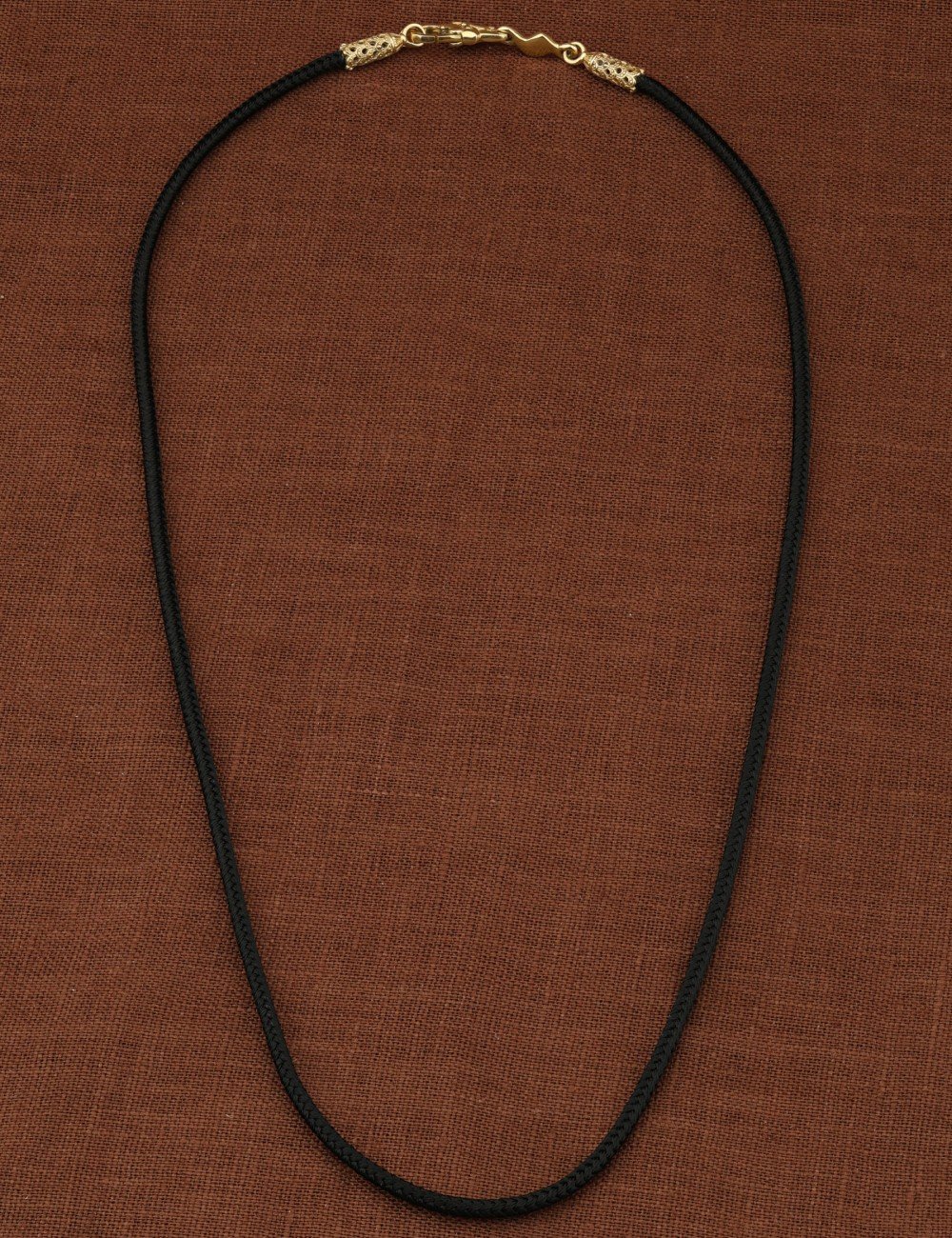 Шнурок шёлковый из лимонного золота 585 пробы c шёлковым шнурком