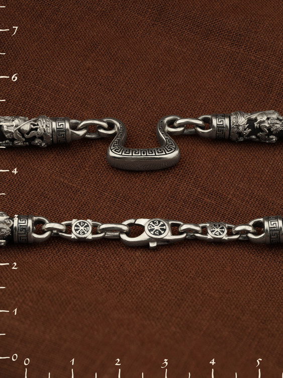 Цепь из белого золота c эмаль и эбеновым деревом