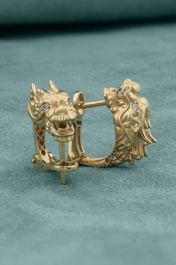 Серьги из золота 585 пробы c бриллиантами