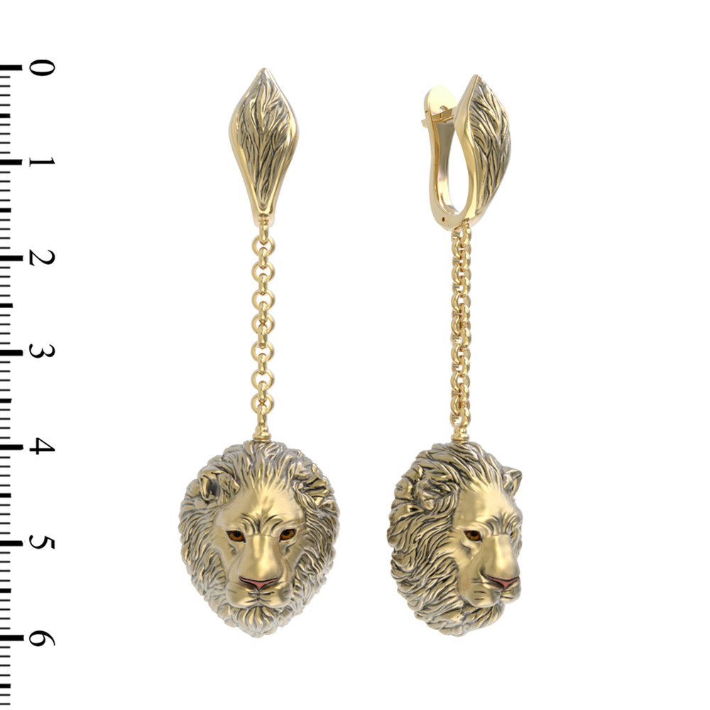 Серьги из лимонного золота c эмаль