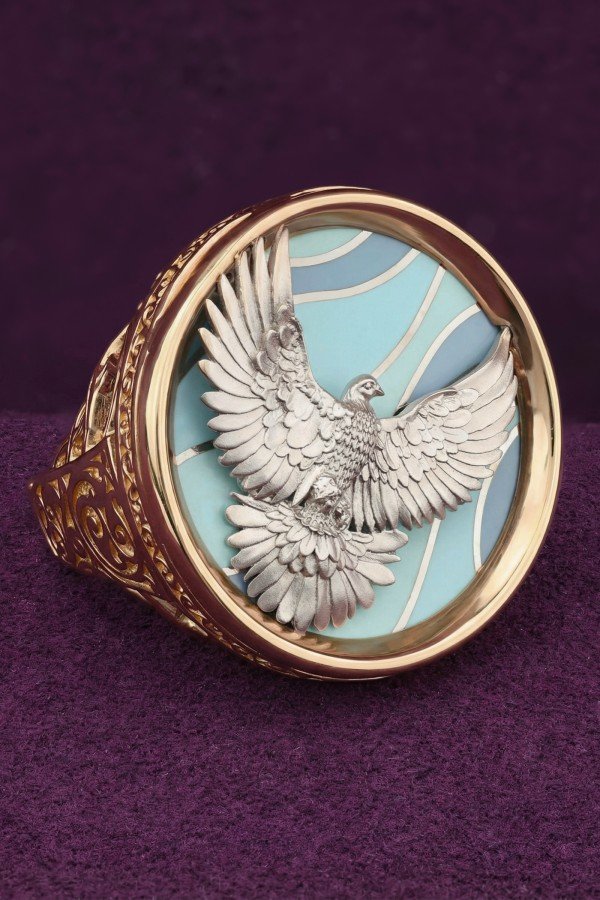 Кольцо из золота 585 пробы c эмалью