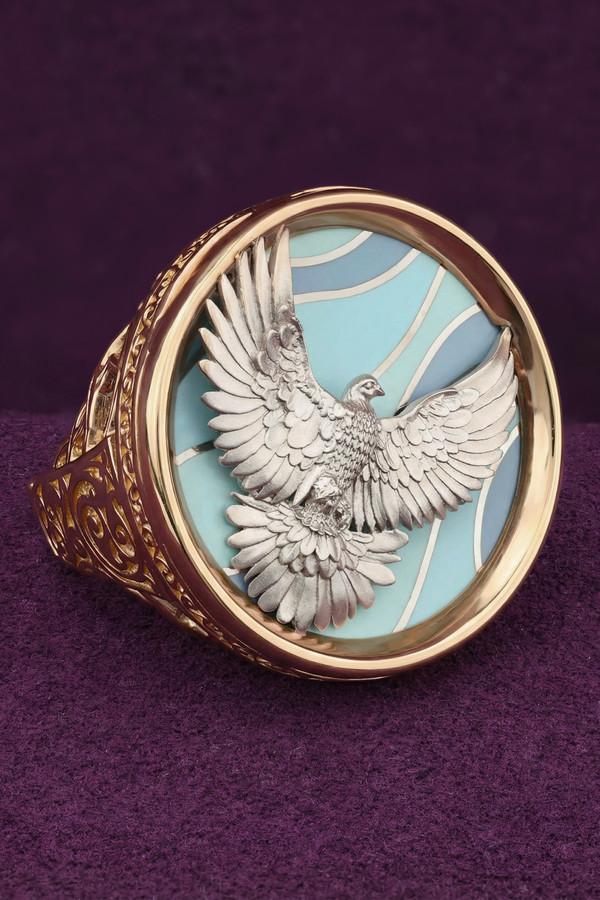 Кольцо из золота c эмаль