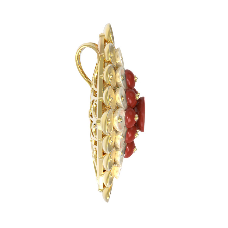 Подвеска из лимонного золота c агатом и перламутром