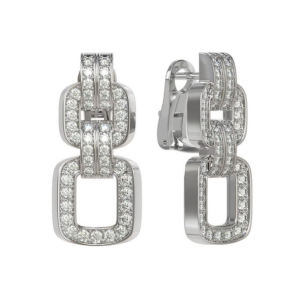 Серьги из белого золота c бриллиантами