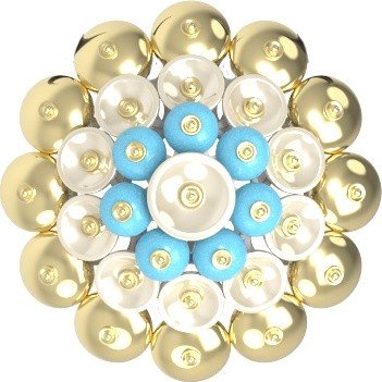 Подвеска из лимонного золота 585 пробы c бирюзой и перламутром