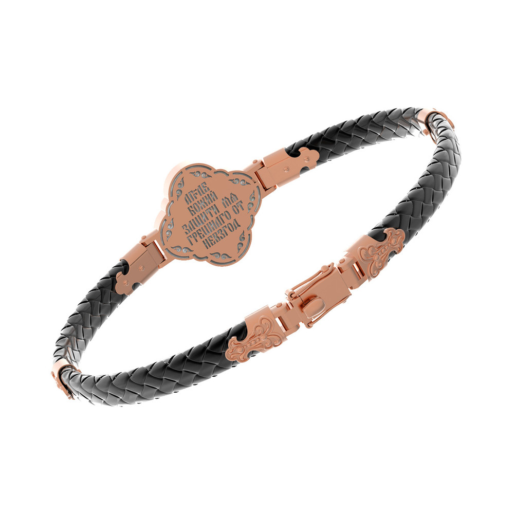 Браслет из золота c шнурком и перламутром