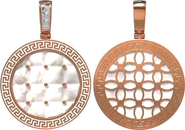 Подвеска из золота c эмаль и перламутром