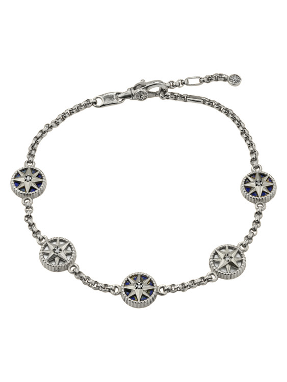 Браслет из белого золота c бриллиантами, лазуритом и перламутром