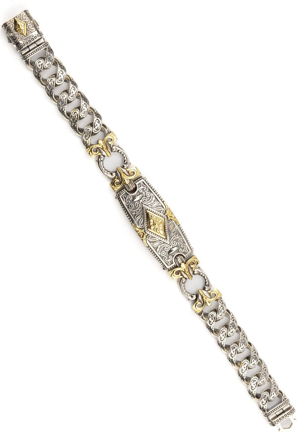 Браслет из серебра и золота c рубином