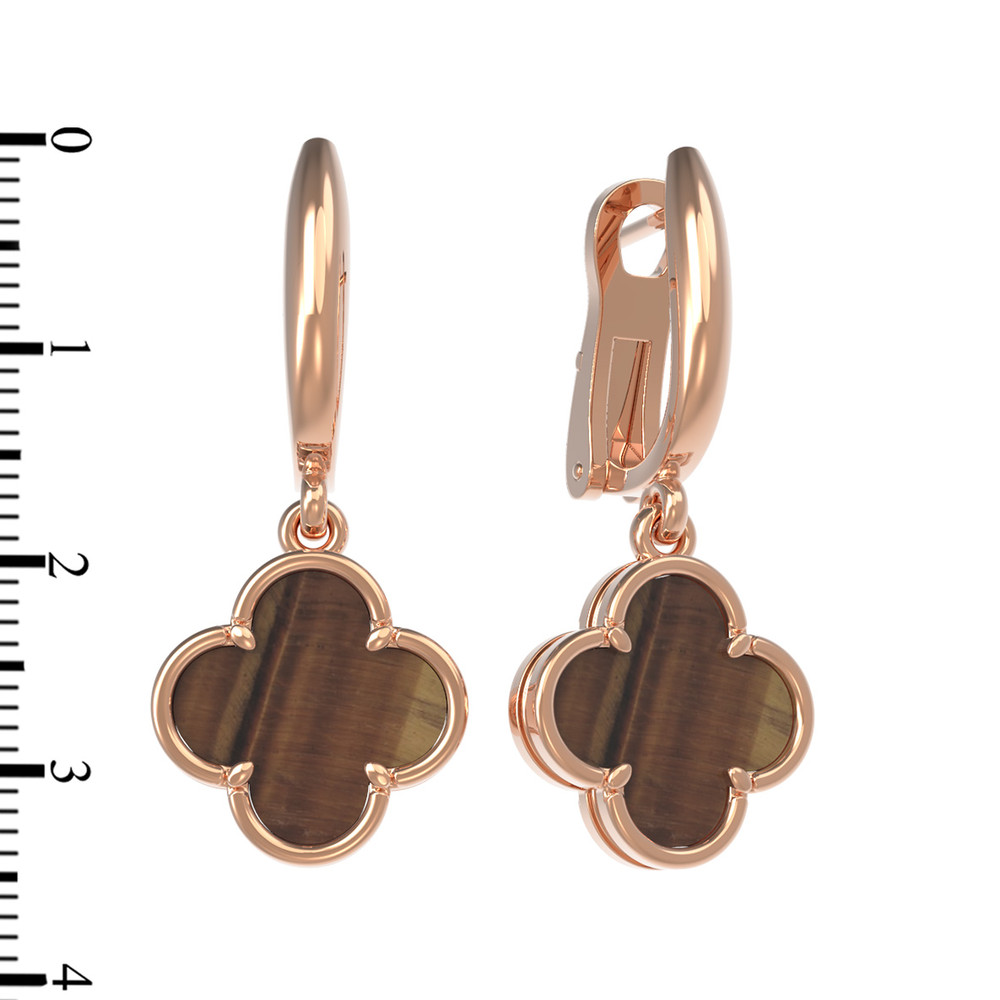 Серьги из золота c тигровым глазом