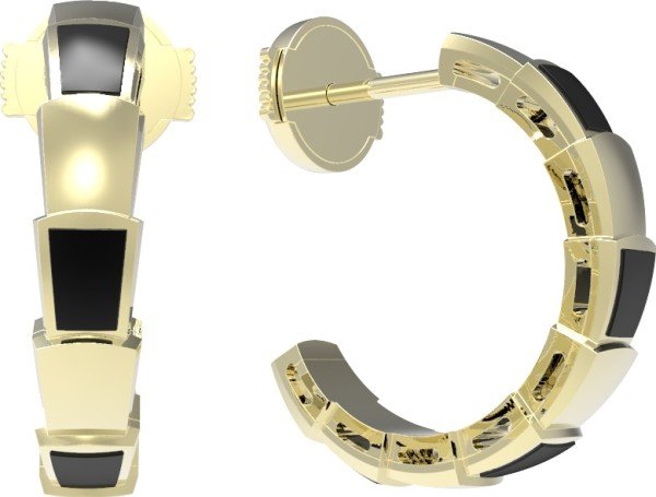 Серьги из лимонного золота 585 пробы c ониксом