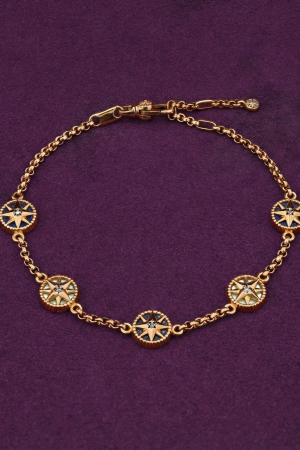 Браслет из золота c бриллиантами, лазуритом и перламутром