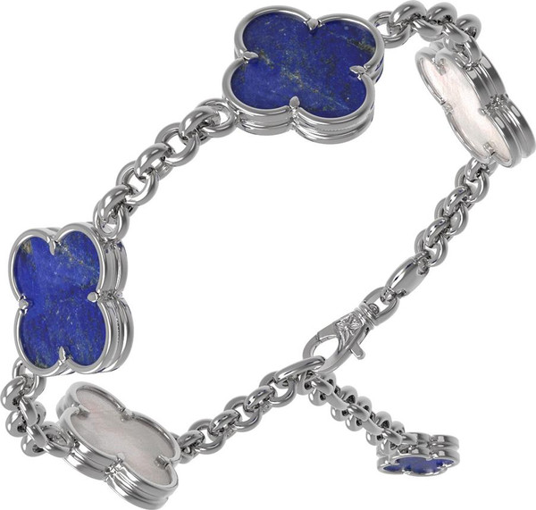 Браслет из белого золота c лазуритом и перламутром