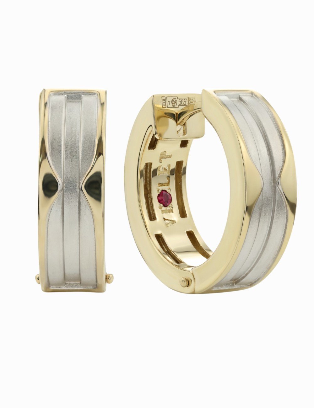 Серьги из лимонного золота c рубином