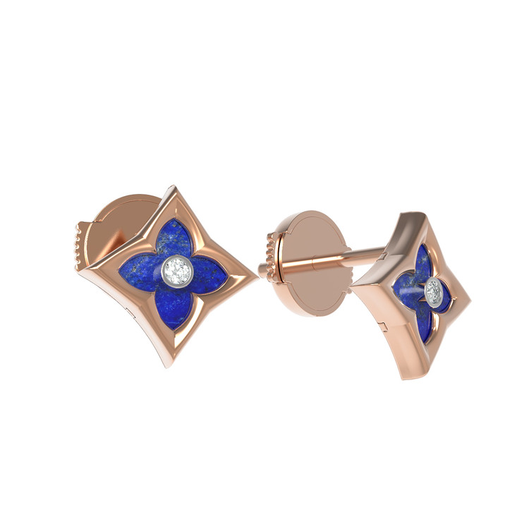 Серьги из золота c бриллиантами и лазуритом