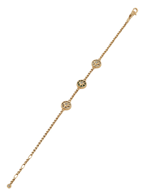 Браслет из золота c бриллиантами, малахитом и перламутром