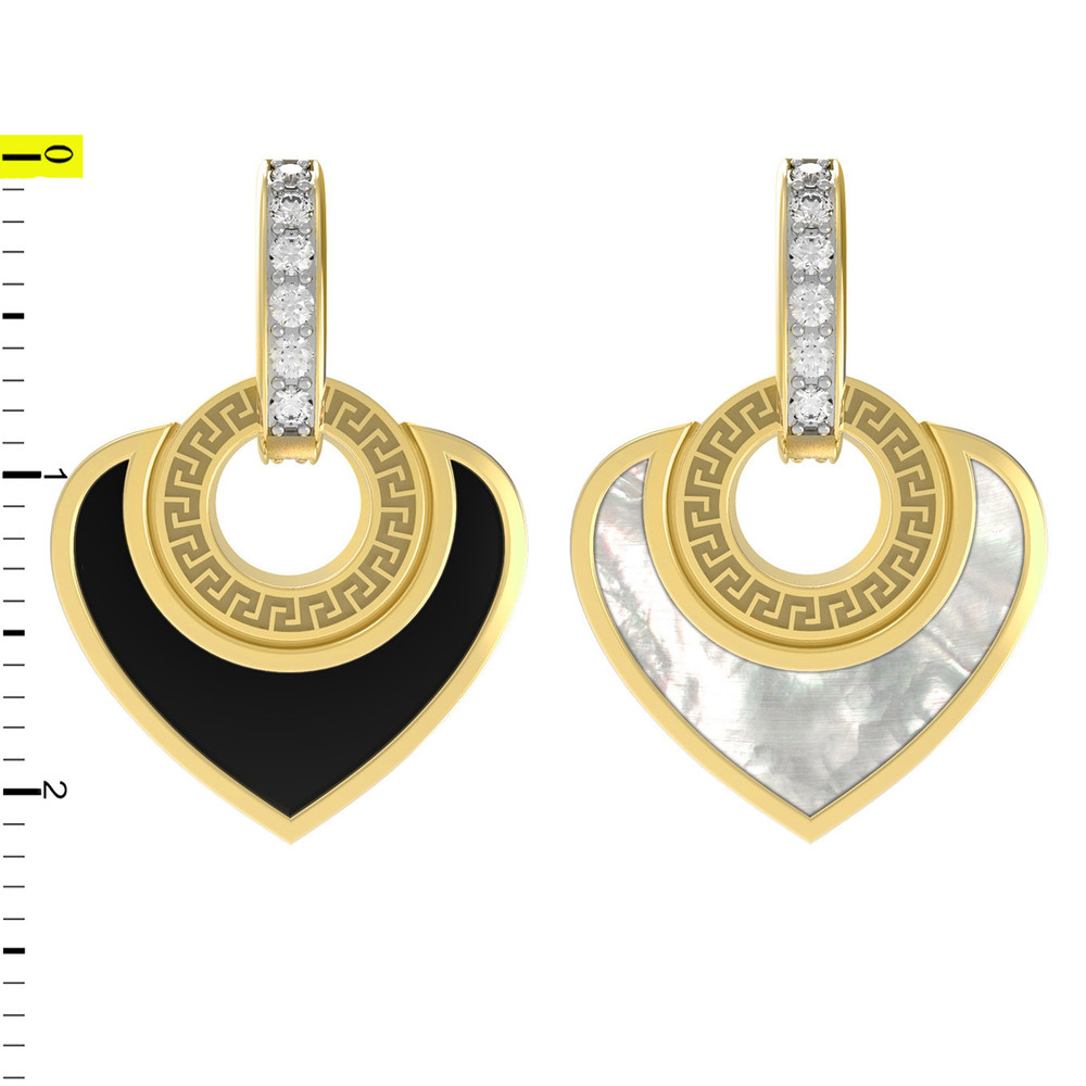 Подвеска из лимонного золота c фианитом, ониксом и перламутром