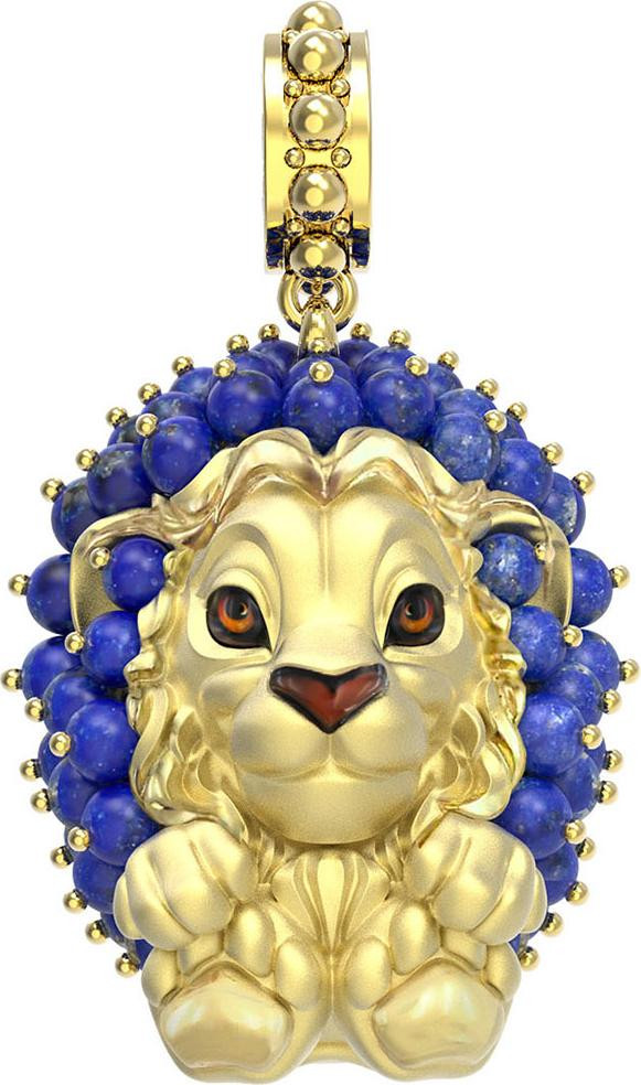 Подвеска из лимонного золота c эмаль и лазуритом