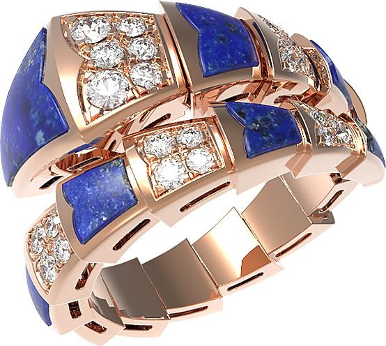 Кольцо из золота c бриллиантами и лазуритом