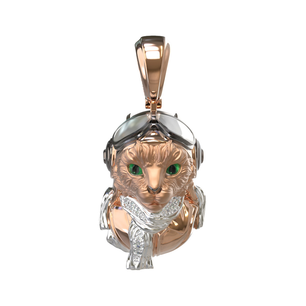 Подвеска из золота c эмаль , бриллиантами и рубином