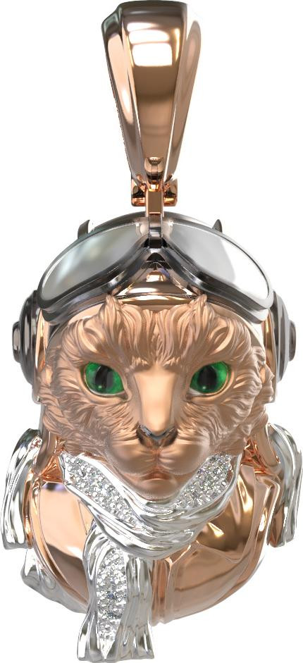 Подвеска из золота c эмаль , бриллиантами и рубином