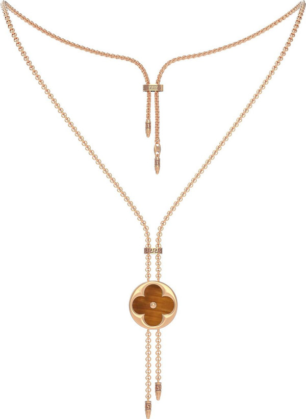 Колье из золота c тигровым глазом и перламутром