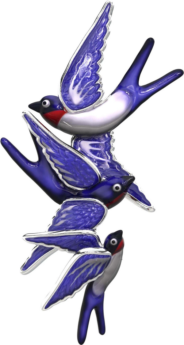 Брошь из белого золота c эмаль