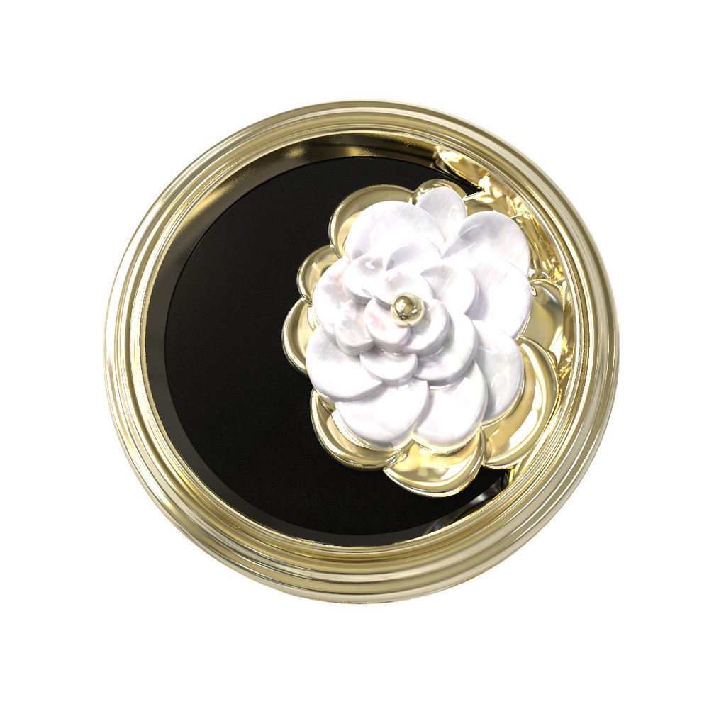 Кольцо из лимонного золота c ониксом и перламутром