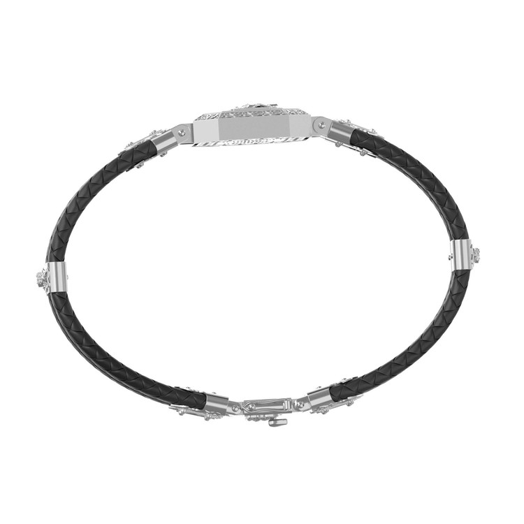 Браслет из белого золота c шнурком и ониксом