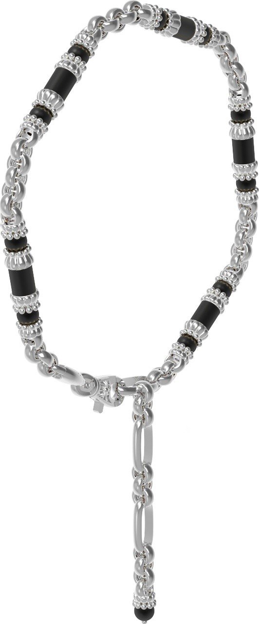 Браслет из белого золота 585 пробы c ониксом