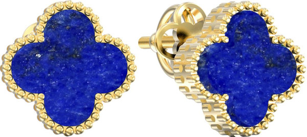 Серьги из лимонного золота c лазуритом