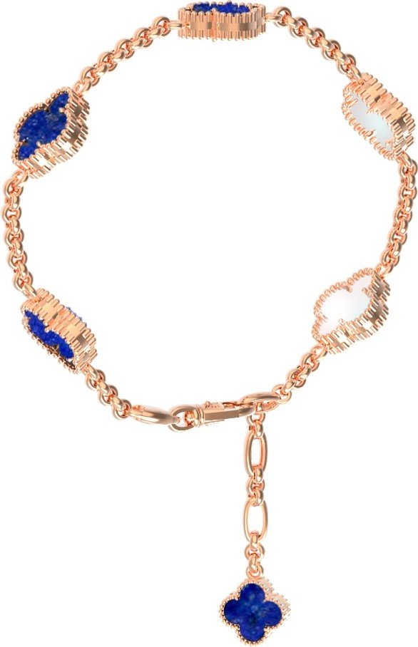 Браслет из золота 585 пробы c лазуритом и перламутром