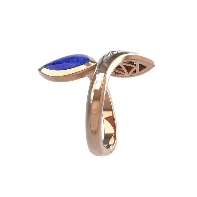 Кольцо из золота c бриллиантами и лазуритом