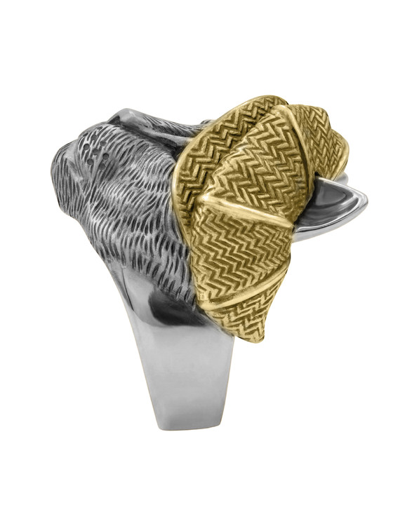 Кольцо из белого золота c эмаль