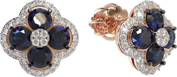 Серьги из золота c бриллиантами и сапфиром
