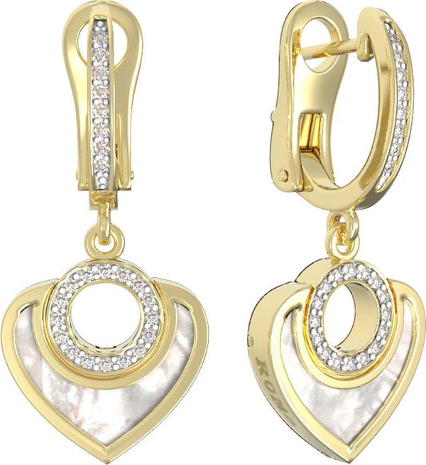 Серьги из лимонного золота c бриллиантами и перламутром