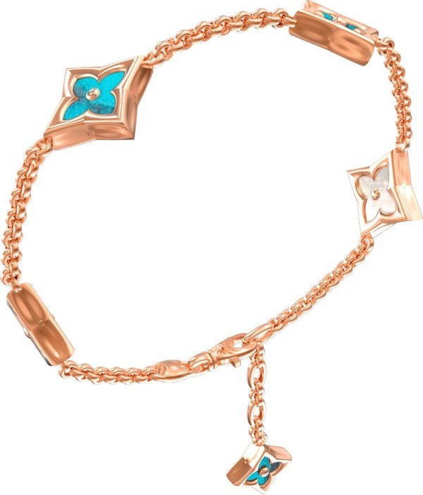 Браслет из золота 585 пробы c бирюзой и перламутром