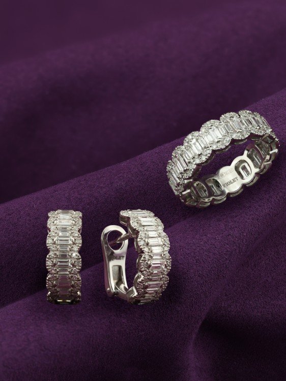 Серьги из белого золота c бриллиантами