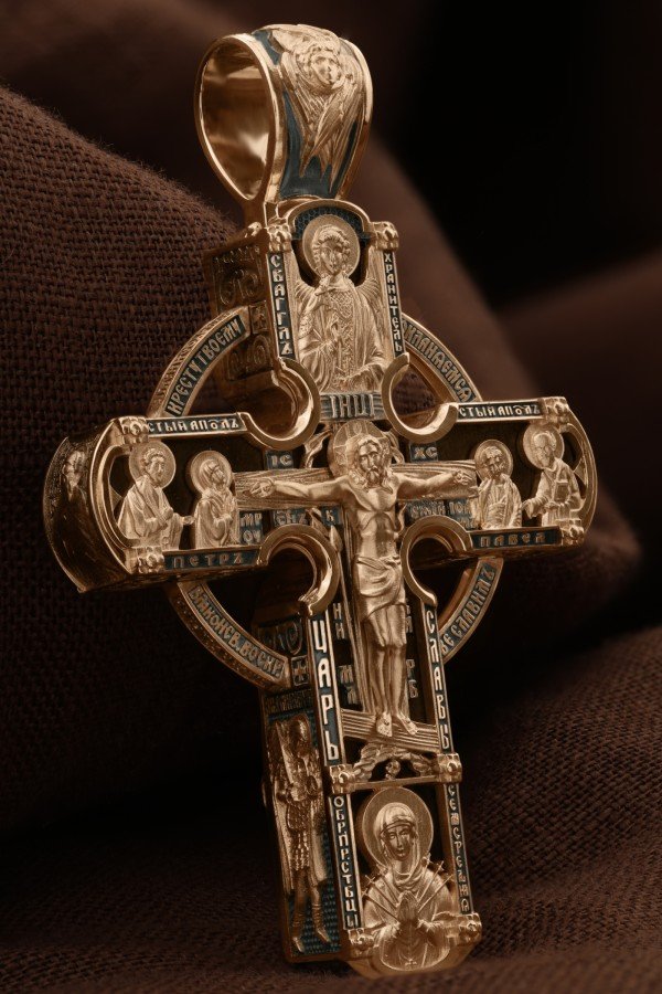 Крест из золота c эбеновым деревом