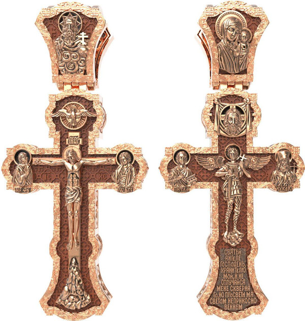 Крест из золота c деревом груши