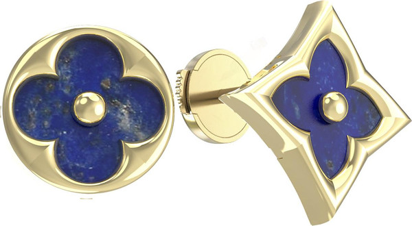 Серьги из лимонного золота c лазуритом