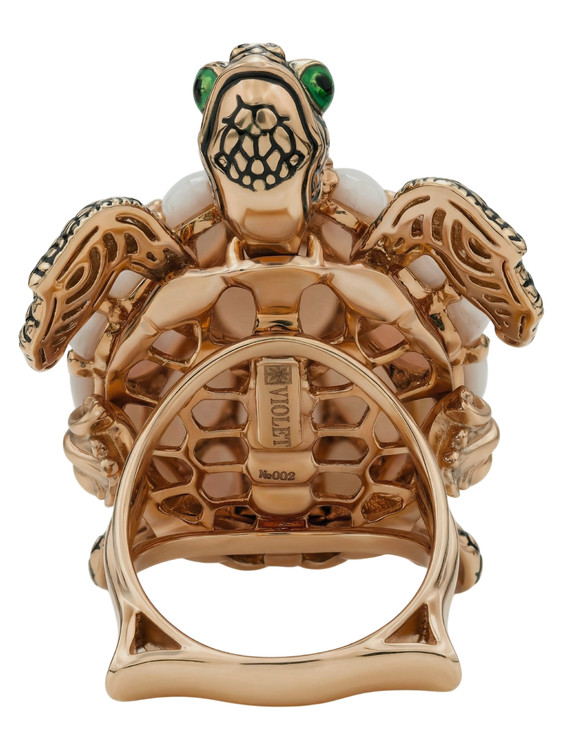 Кольцо из золота c эмаль и перламутром