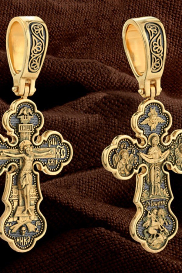 Крест из лимонного золота 585 пробы