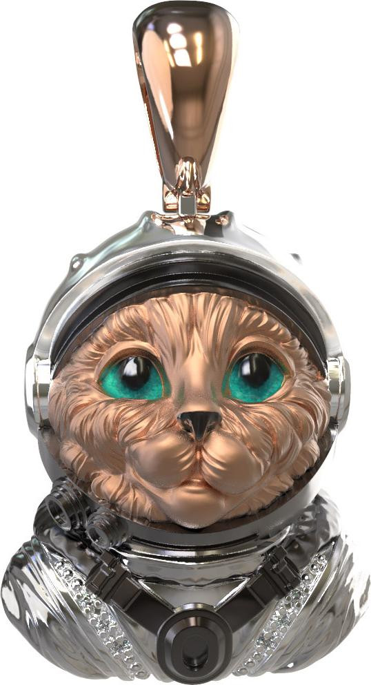 Подвеска из золота c эмаль , бриллиантами и рубином